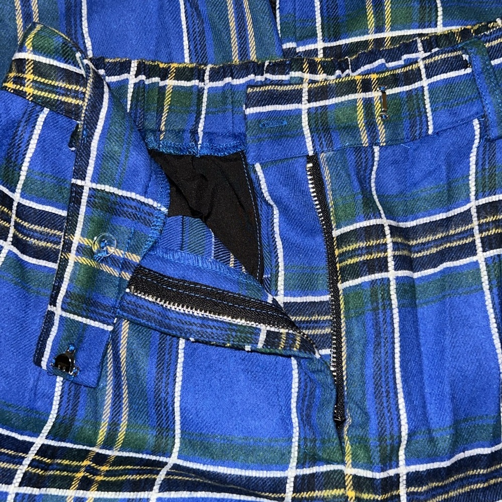 Dressed in Lala Lovers Lane Plaid Wide Leg Trousers in Cobalt Blue - Picture 6 of 6